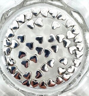 50pcs Beads for Jewelry #21910 Shiny Silver Metal Heart Beads LAST ONE